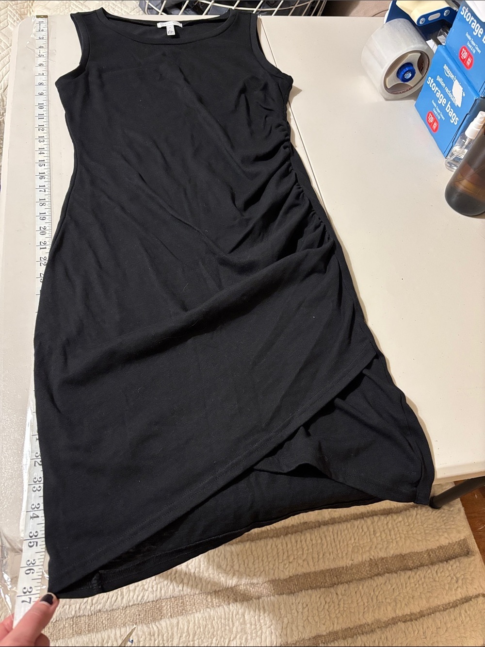 Leith Sleeveless Little Black Dress Size Medium Jersey 90s Minimalist Bodycon - Picture 6 of 8